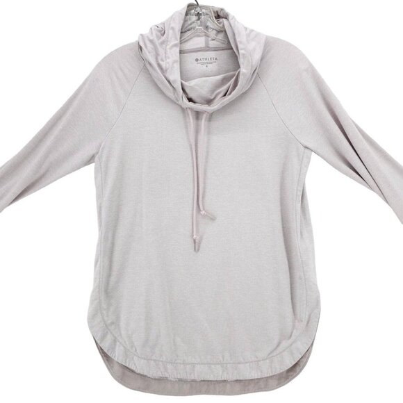 ATHLETA Uptempo Heather Pink Mauve Hoodie Rounded Hem Drawstring SMALL - Picture 2 of 10